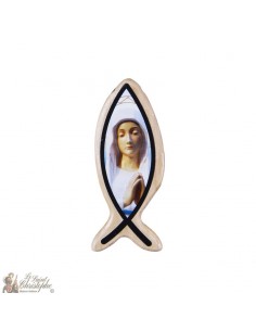 Poisson Vierge des Pauvres de Banneux N.D bois avec cordon