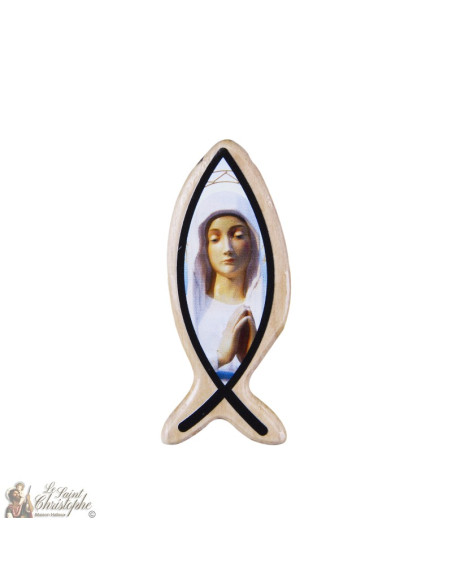 Pez Virgen de los Pobres de Banneux Madera N.D. con cordón
