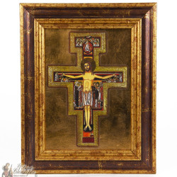 Icone cadre croix Saint François 21 x 27cm