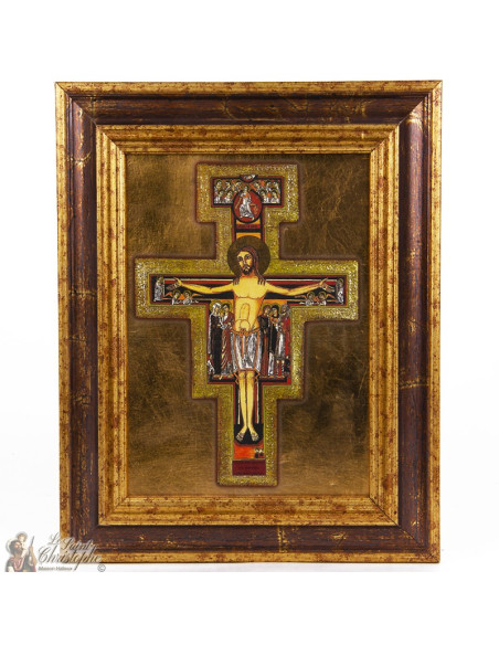 Icone cadre croix Saint François 21 x 27cm