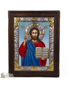 Icone Christ livre ouvert 25 x 32 cm - argent 999