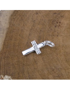 Pendentif croix cristal - véritable Argent 925