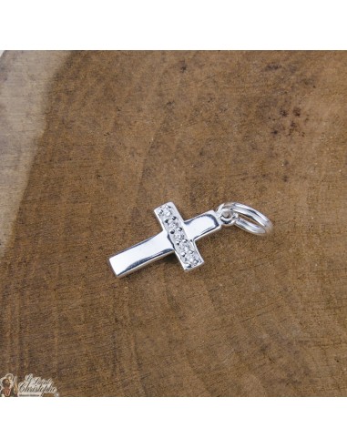 Crystal cross pendant - 925 silver genuine
