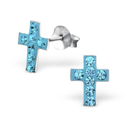 Orecchini a croce con cristalli intarsiati - Argento 925