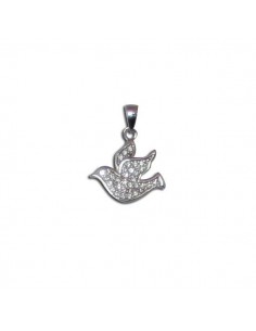 Duif hanger met kristallen - Echt zilver 925