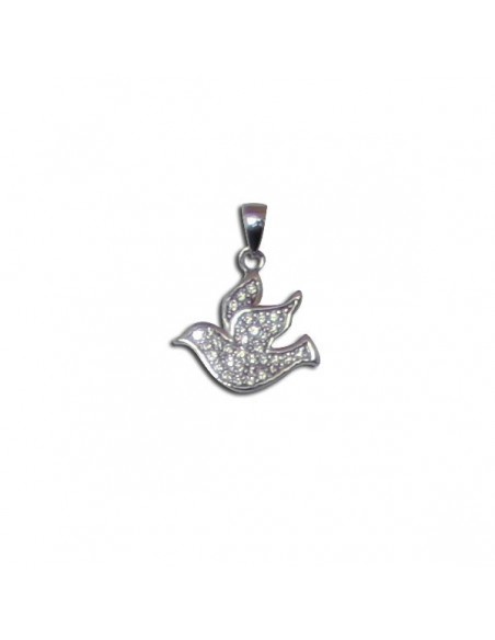 Duif hanger met kristallen - Echt zilver 925