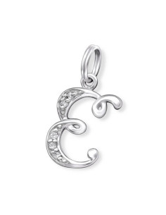 Pendant letter E crystal silver 925