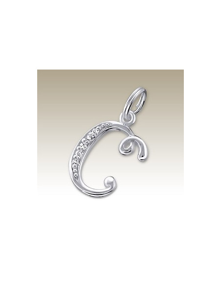 Ciondolo lettera B cristallo argento 925