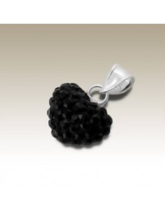 Pendentif coeur cristaux noirs - Véritable Argent 925