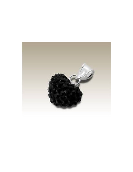 Pendentif coeur cristaux noirs - Véritable Argent 925