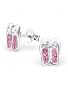 Boucles d'oreilles Ballerines cristal rose - Argent 925