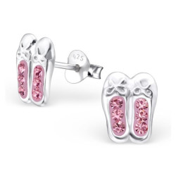 Boucles d'oreilles Ballerines cristal rose - Argent 925