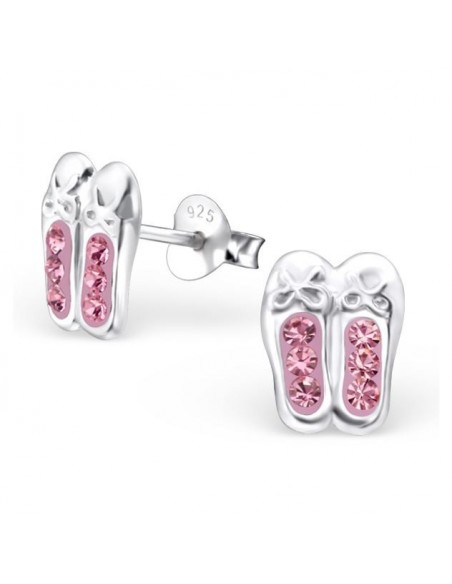 Pendientes Bailarinas cristal rosa - Plata 925
