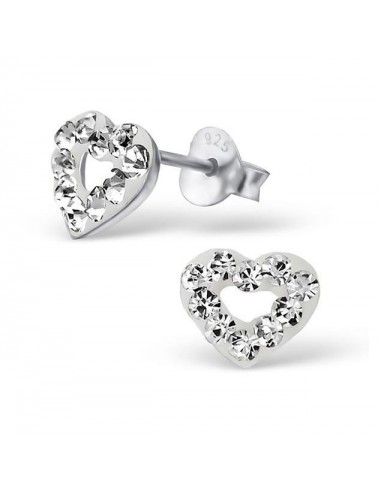 White crystal heart earrings - 925 silver