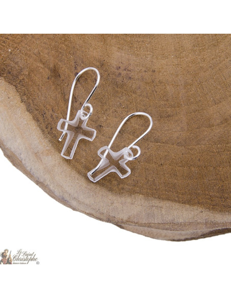 Swarovski pendientes de cruz de colgar - Plata 925