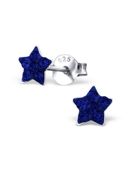 Pendientes estrella azul - Plata 925