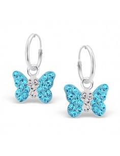 Boucles d'oreilles Papillons bleues - Argent 925