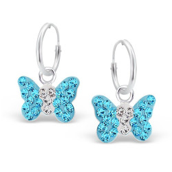 Boucles d'oreilles Papillons bleues  - Argent 925