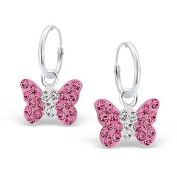 Boucles d'oreilles Papillons roses  - Argent 925