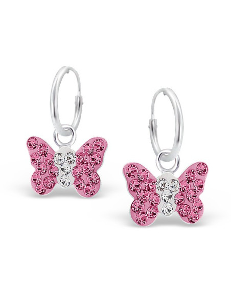 Boucles d'oreilles Papillons roses  - Argent 925