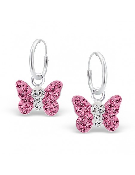 Pink Butterflies Earrings - Silver 925