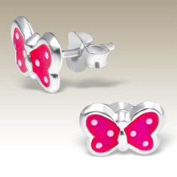 Boucles d'oreilles Papillons roses  - Argent 925