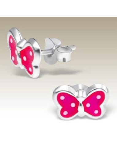 Boucles d'oreilles Papillons roses  - Argent 925