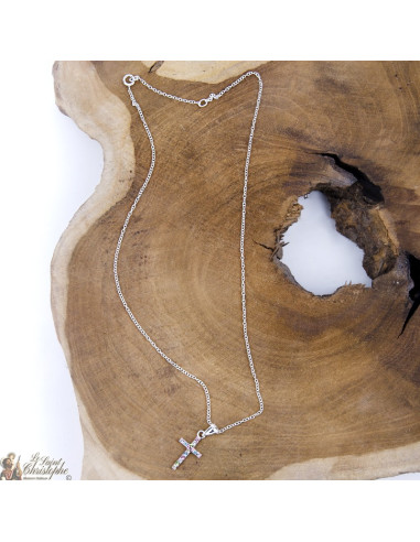 Multicolored rhinestone cross necklace - Silver 925