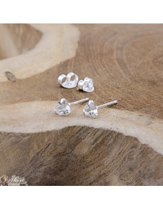 White crystal heart earrings - 925 silver