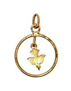 Circle dove of peace pendant - gold plated