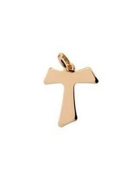 Colgante de cruz de Tau - chapado en oro