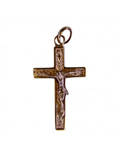 Colgante de cruz de Cristo - chapado en oro