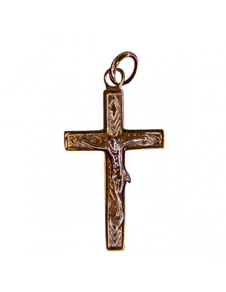 Pendentif croix Christ - plaqué or