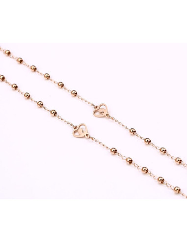 Stainless steel rosary - pink gold color