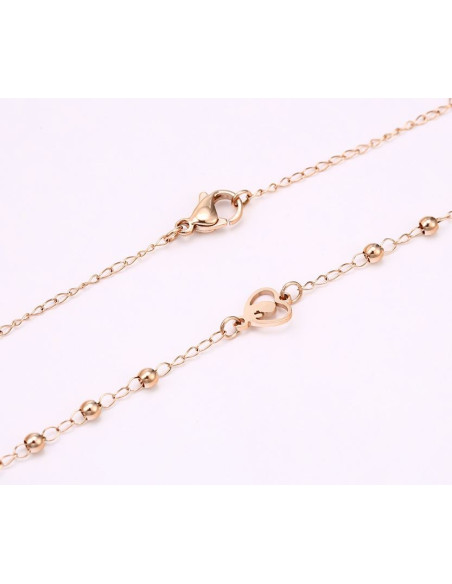 Stainless steel rosary - pink gold color