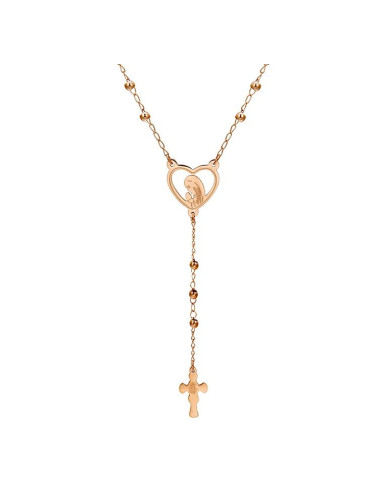 Stainless steel rosary - pink gold color