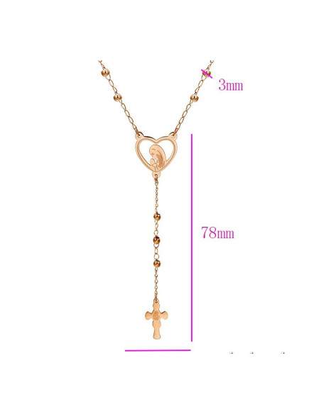 Stainless steel rosary - pink gold color