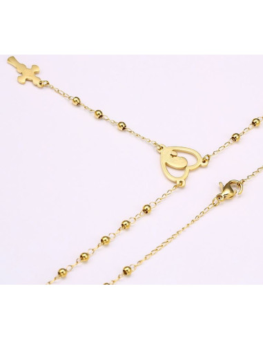 Stainless steel rosary - 24 K gold plated