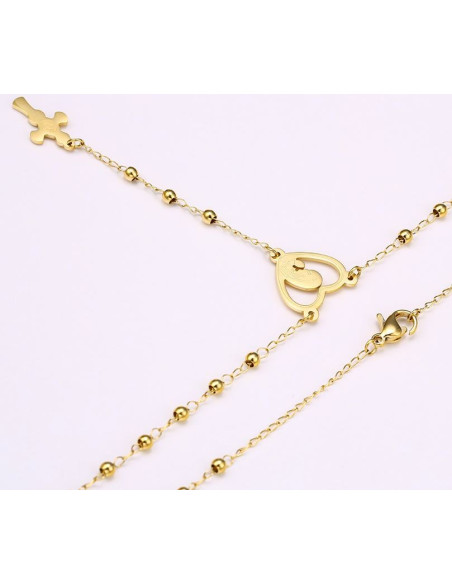 Stainless steel rosary - 24 K gold plated