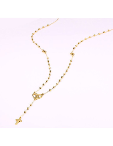 Rosario de acero inoxidable - chapado en oro de 24 K