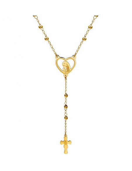 Stainless steel rosary - 24 K gold plated