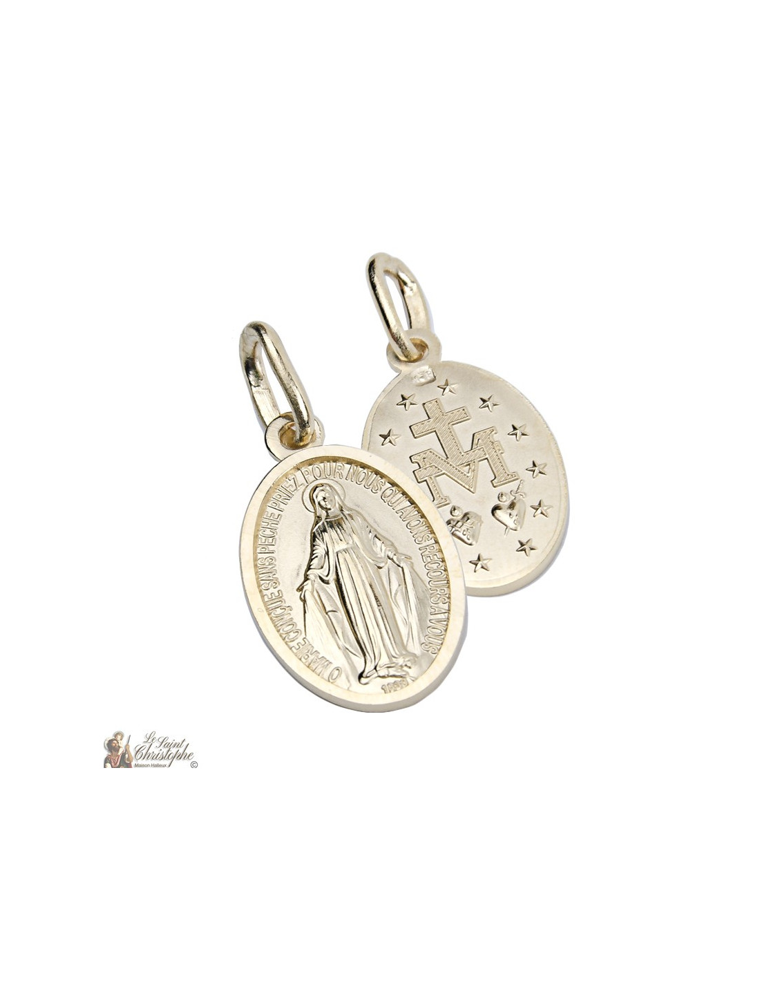 Collana Medaglia Miracolosa Maria Vergine - Acciaio Placcato Oro, Catena Serpente, 50 Cm, Regalo Elegante