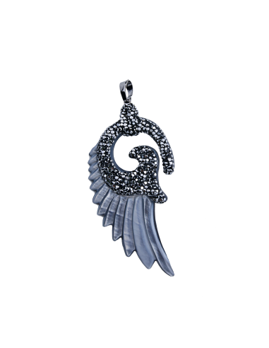 Colgante de alas de ángel de nácar con cristales