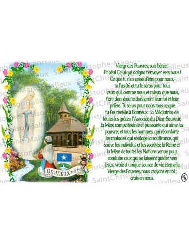 Virgin Card of the Poor of Banneux N.D. prayer - magnet