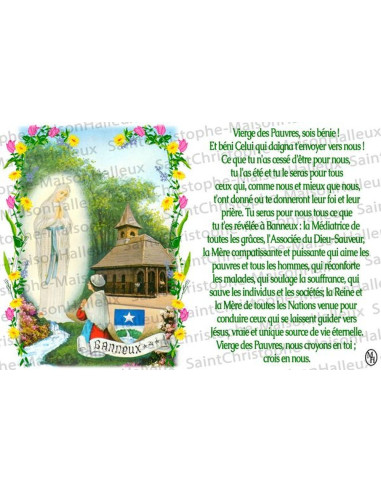 Tarjeta de la Virgen de los Pobres de Banneux N.D. oración - imán