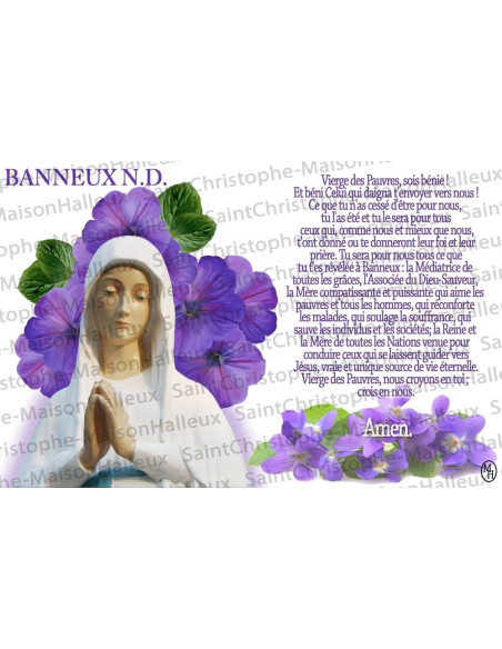 Carte postale Vierge des Pauvres de Banneux N.D prière - aimantée