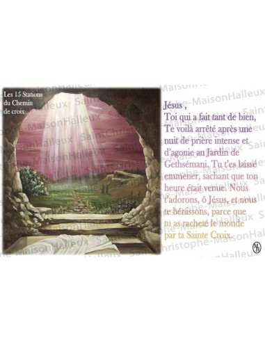 Carte postale 15 Stations du Chemin de croix  prière - aimantée