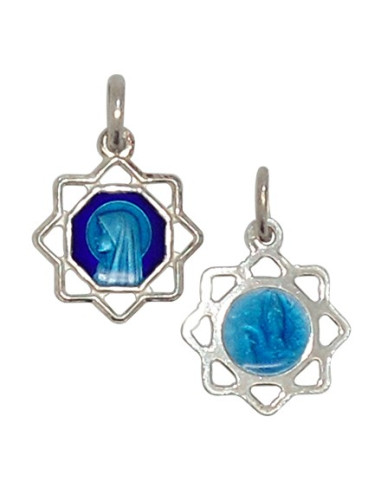 Medal of the Virgin Mary with blue enamel