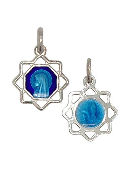 Medal of the Virgin Mary with blue enamel