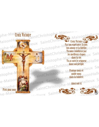 Carte postale Croix de la victoire prière - aimantée